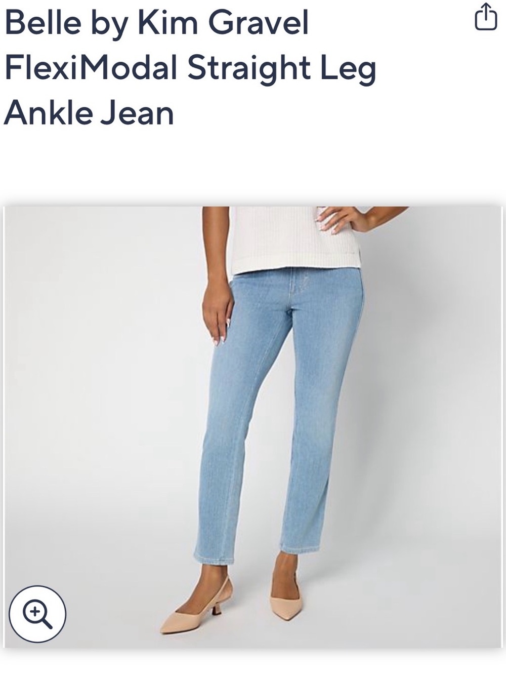 Belle by Kim Gravel FlexiModal Light Wash Straight Leg Ankle Jeans 14
